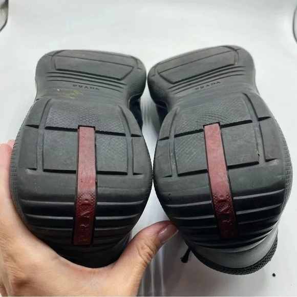 Prada Americas cup black leather mesh sneaker casual shoe size 11 - Picture 8 of 10